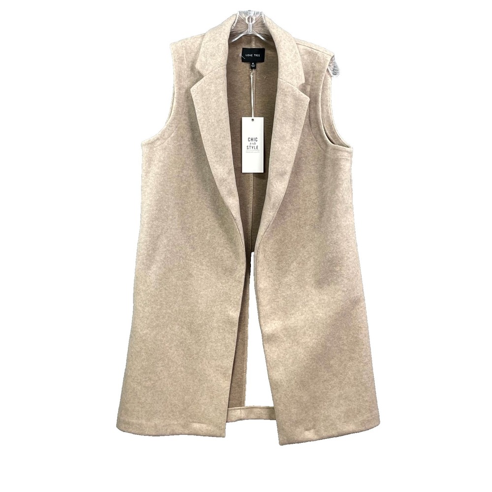 Chic And Style By Love Tree Cardigan Longline Vest‎ Womens Medium Notch Lapel